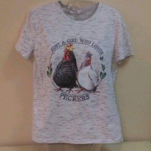 Women's tee - Just a Girl Who Loves Peckers - size medium